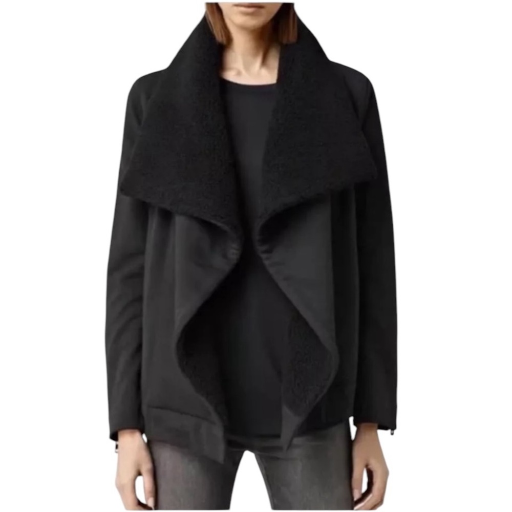 All Saints Black Draped Jacket
